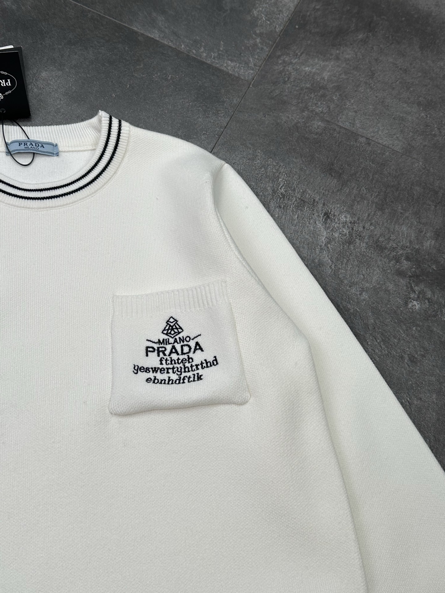 Prada Couple Sweater with Embroidered Pocket