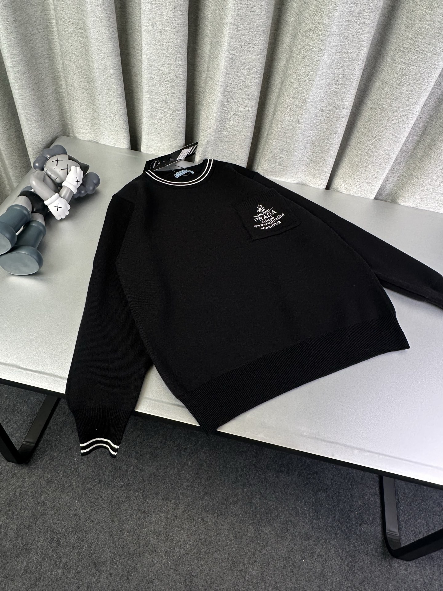 Prada Couple Sweater with Embroidered Pocket