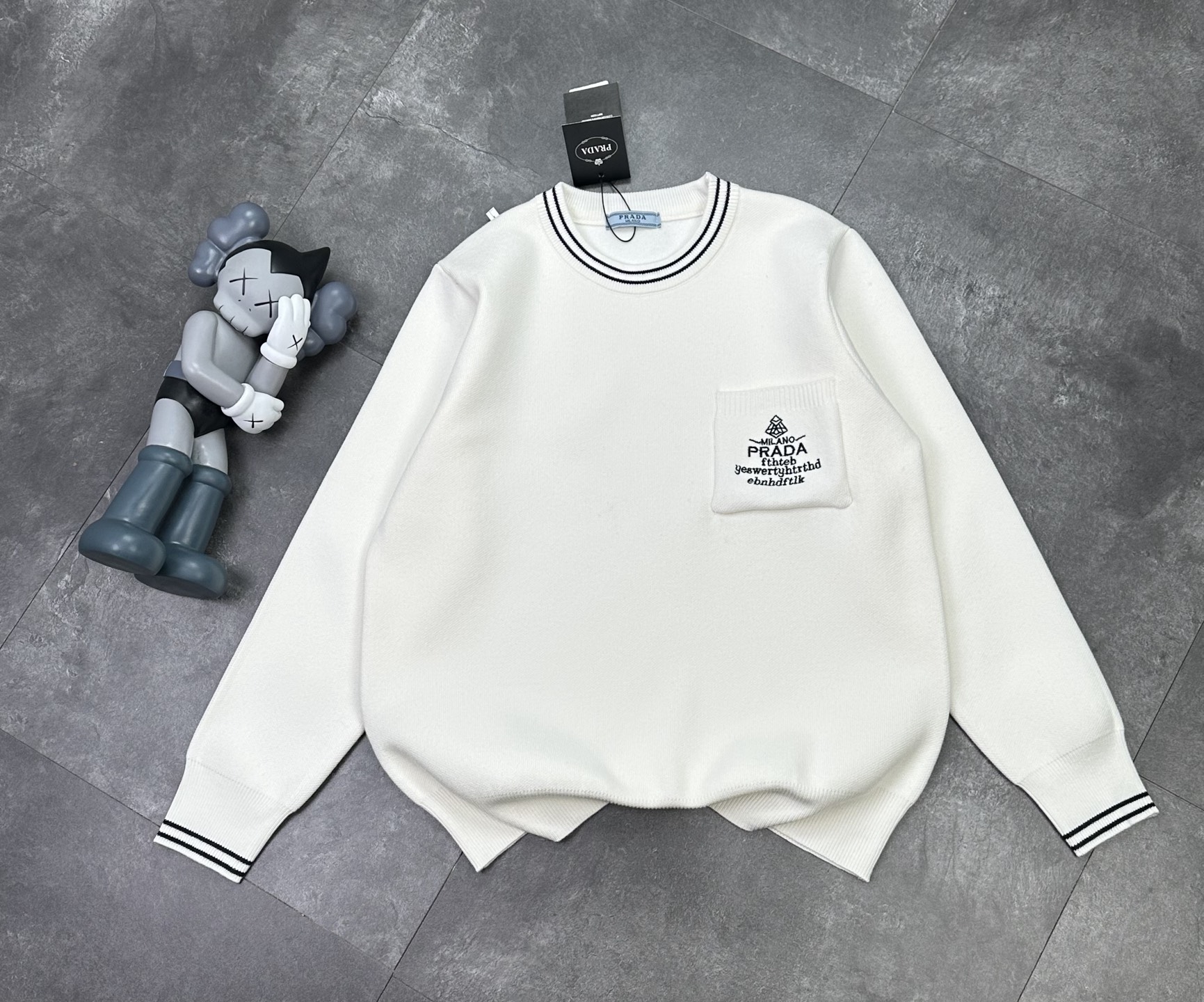 Prada Couple Sweater with Embroidered Pocket