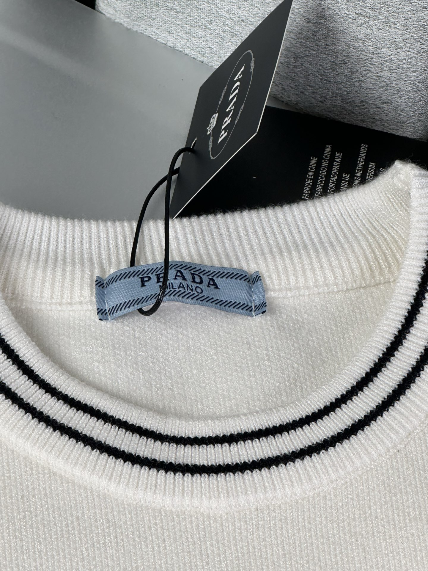 Prada Couple Sweater with Embroidered Pocket