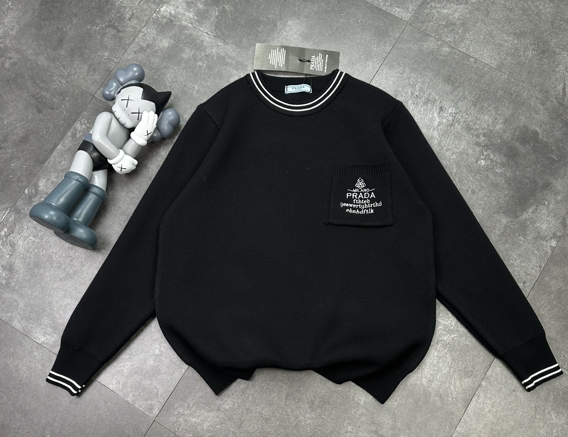 Prada Couple Sweater with Embroidered Pocket