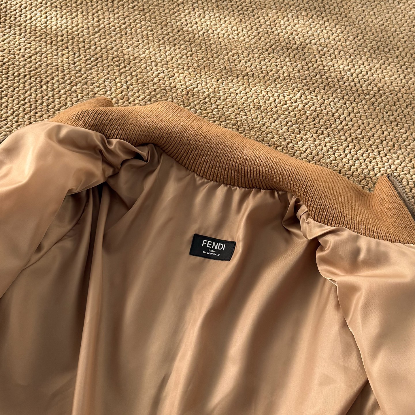 Fendi down jacket with knit sleeves