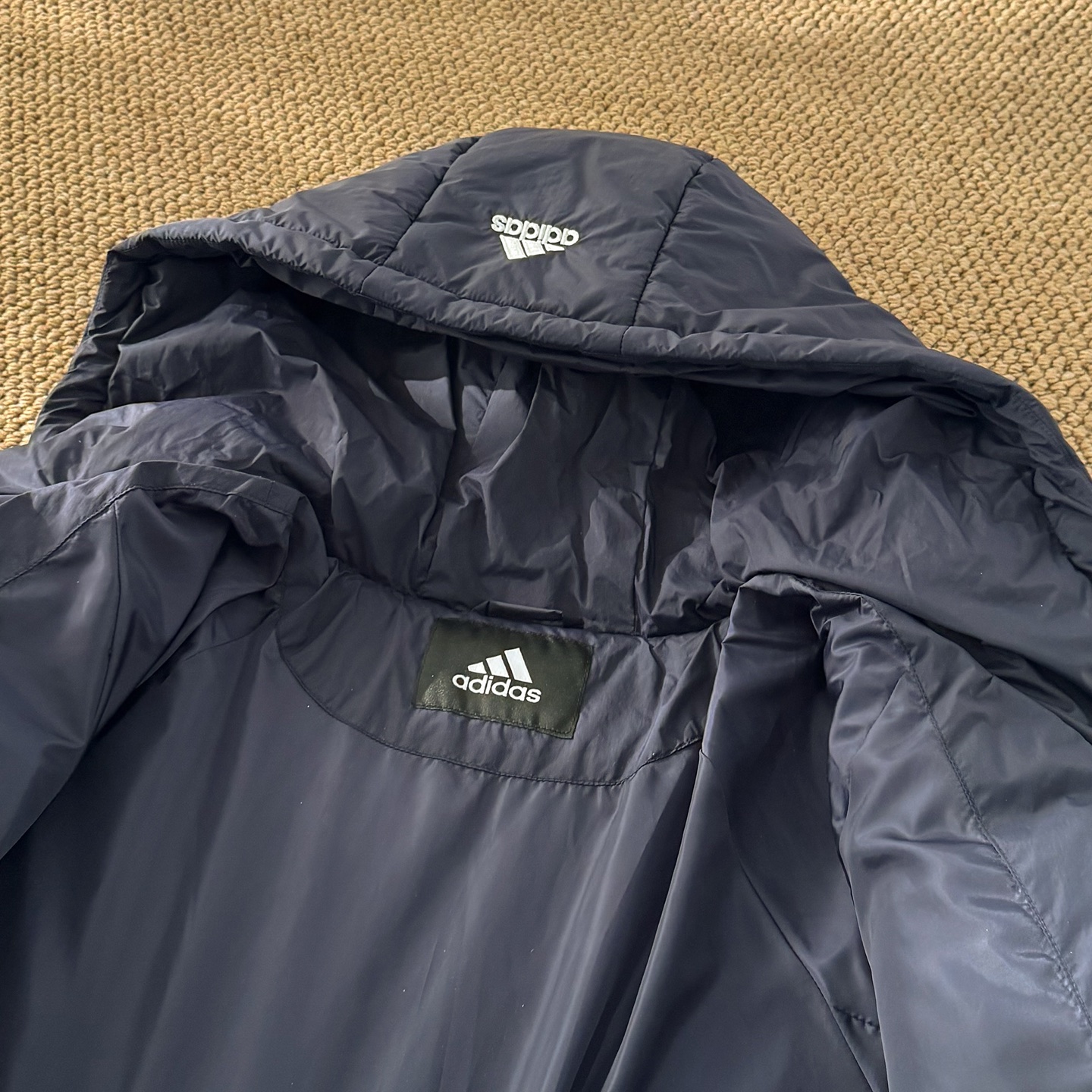 Adidas embroidered three-stripe classic down jacket