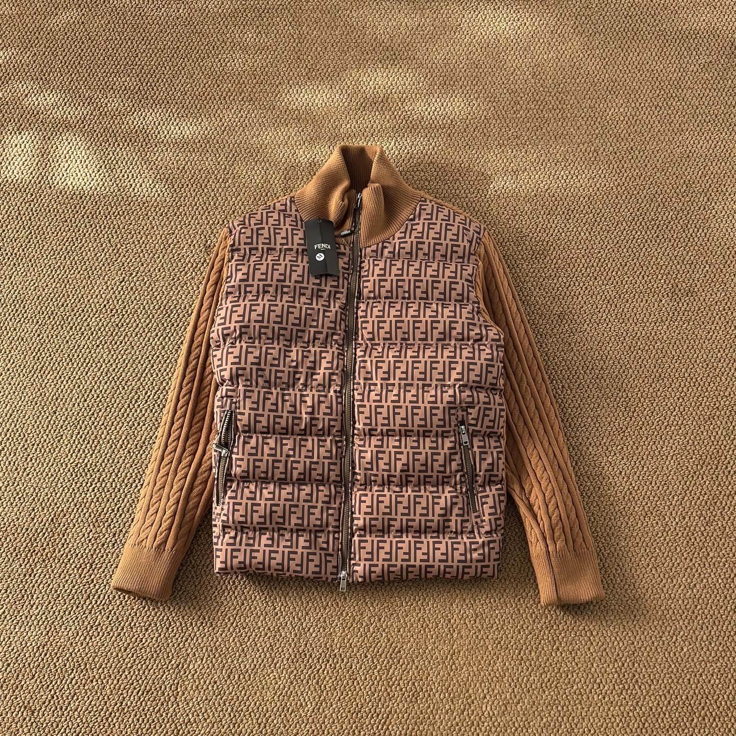 Fendi down jacket with knit sleeves