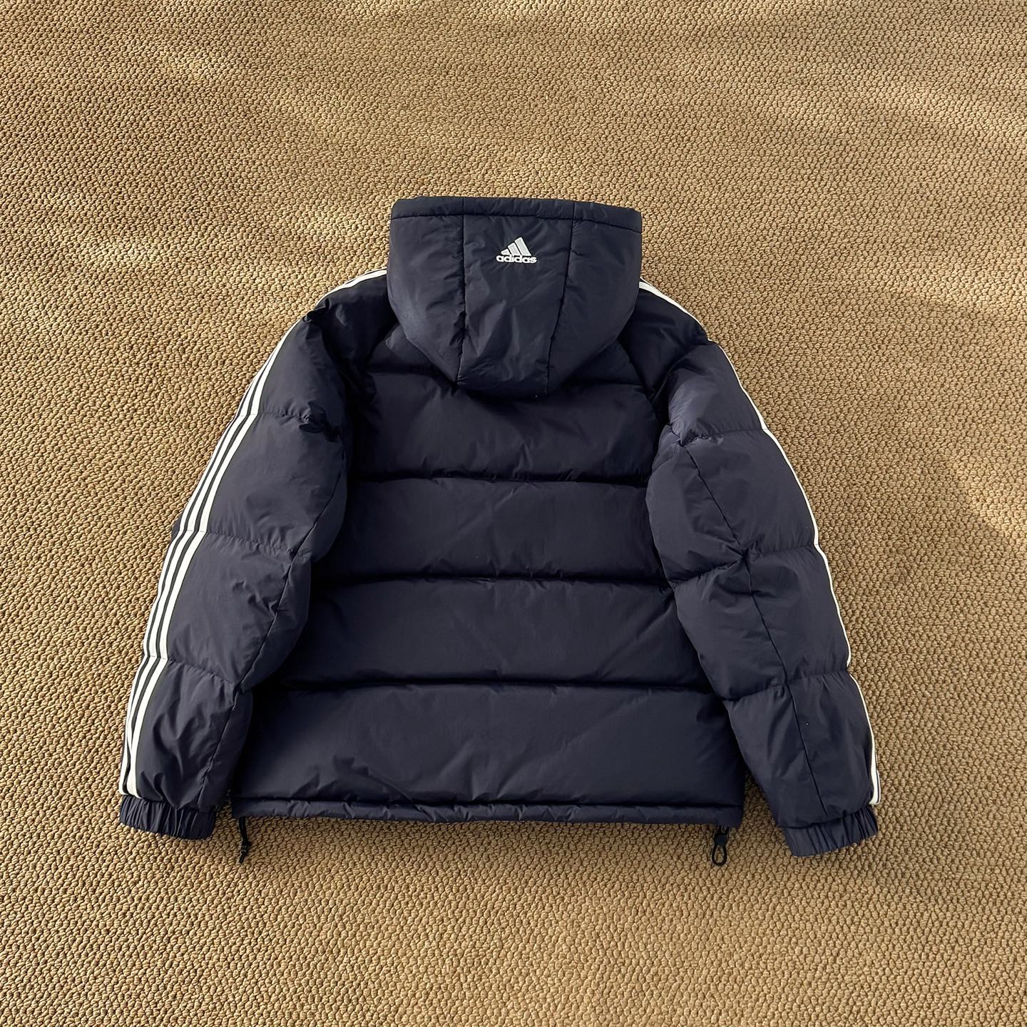 Adidas embroidered three-stripe classic down jacket