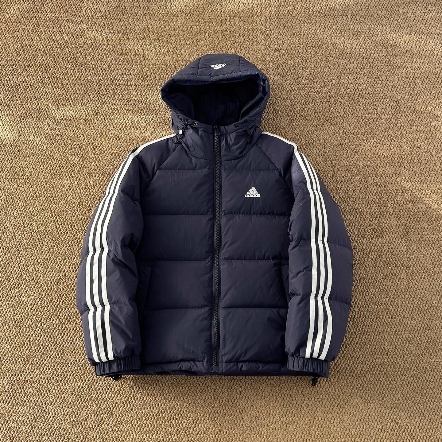 Adidas embroidered three-stripe classic down jacket
