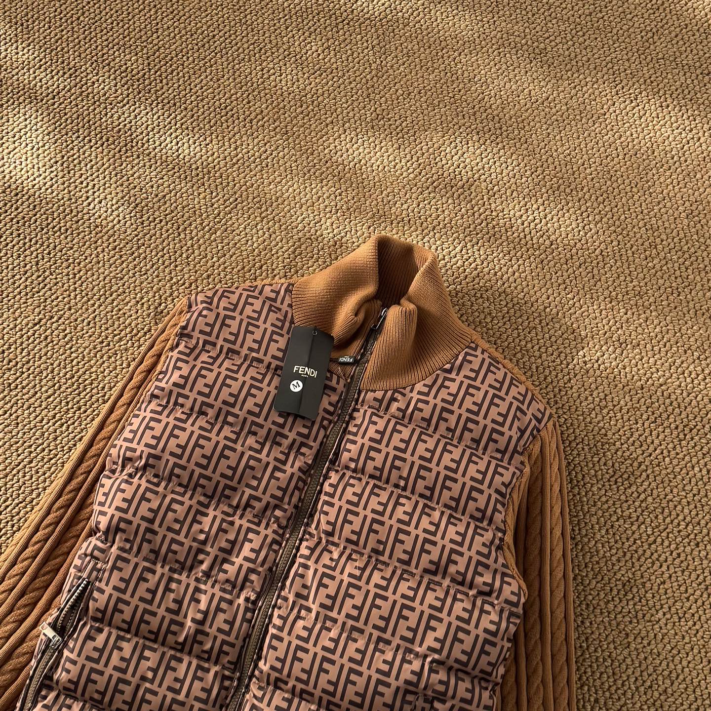 Fendi down jacket with knit sleeves