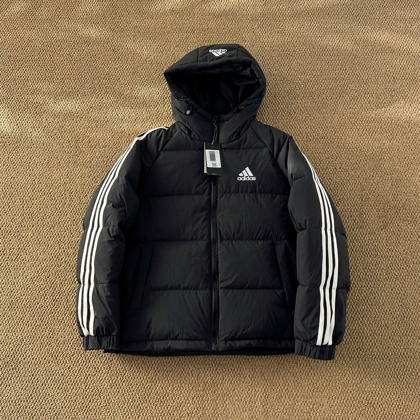 Adidas embroidered three-stripe classic down jacket