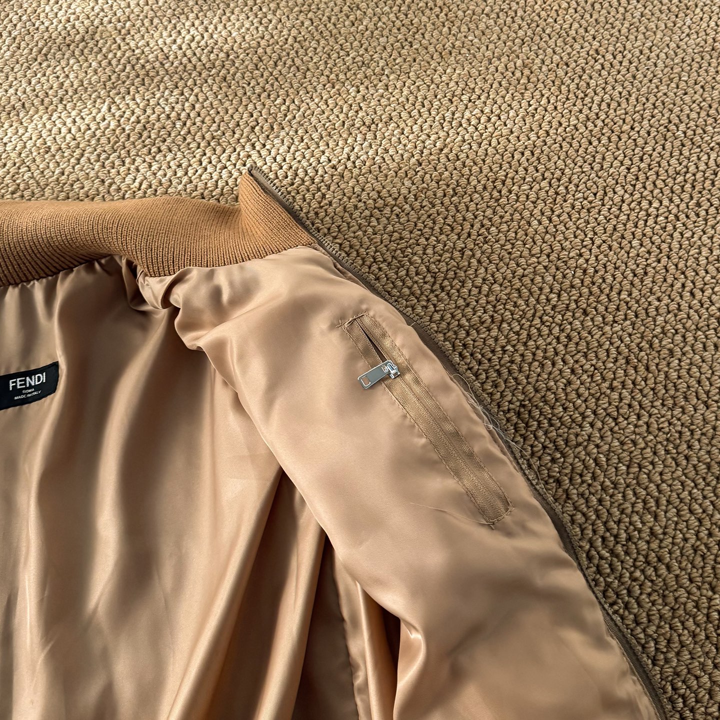 Fendi down jacket with knit sleeves