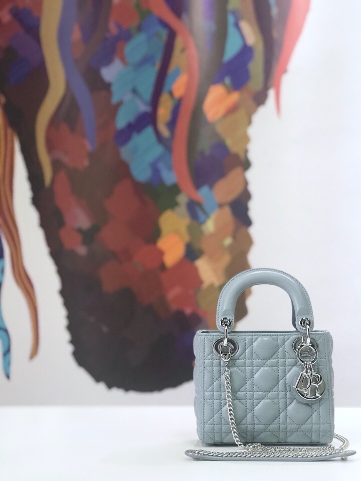 Dior Lady Dior Three-Grame Patent Leather Bag