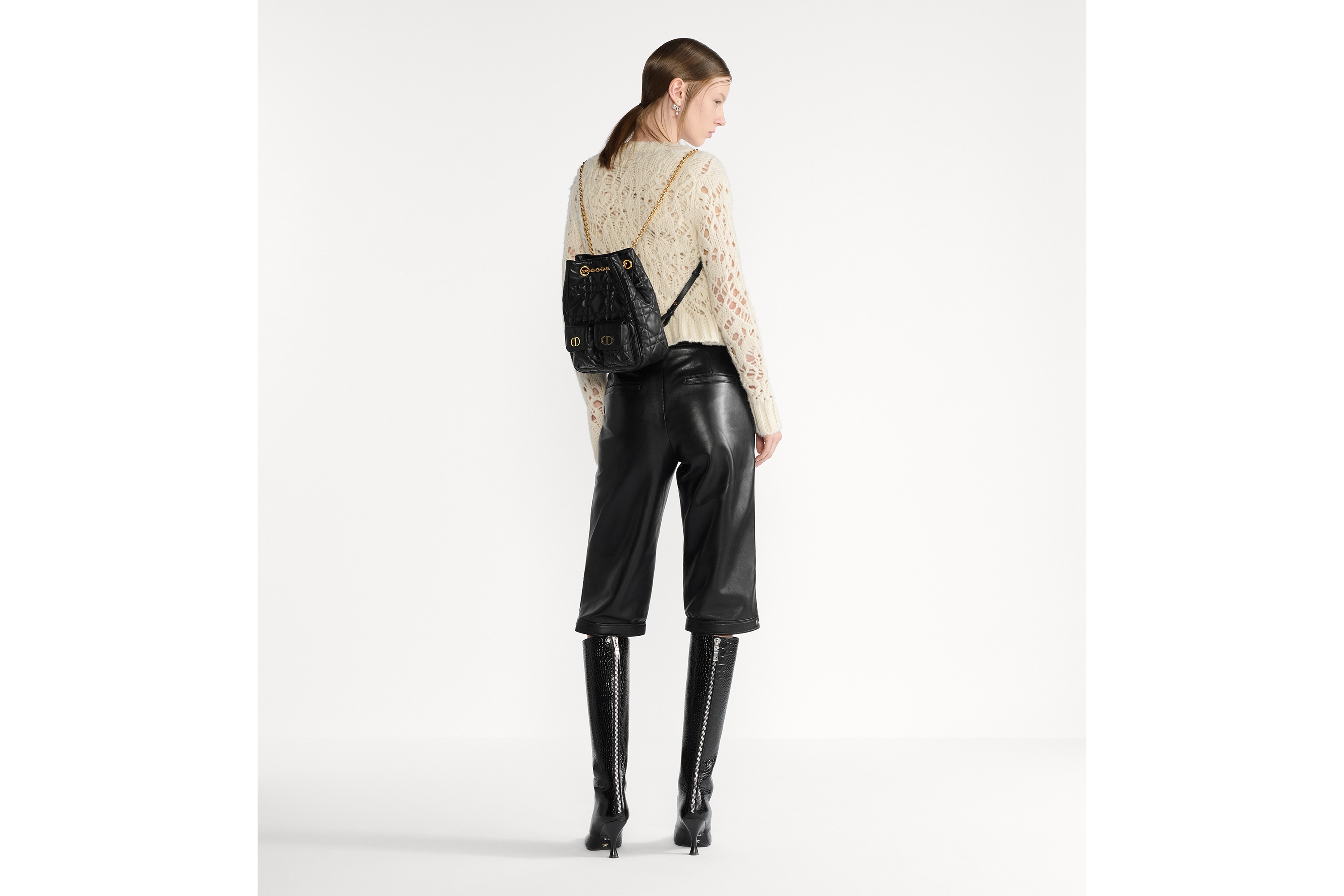 Replica Medium Dior Caro Multicarry Backpack with Chain