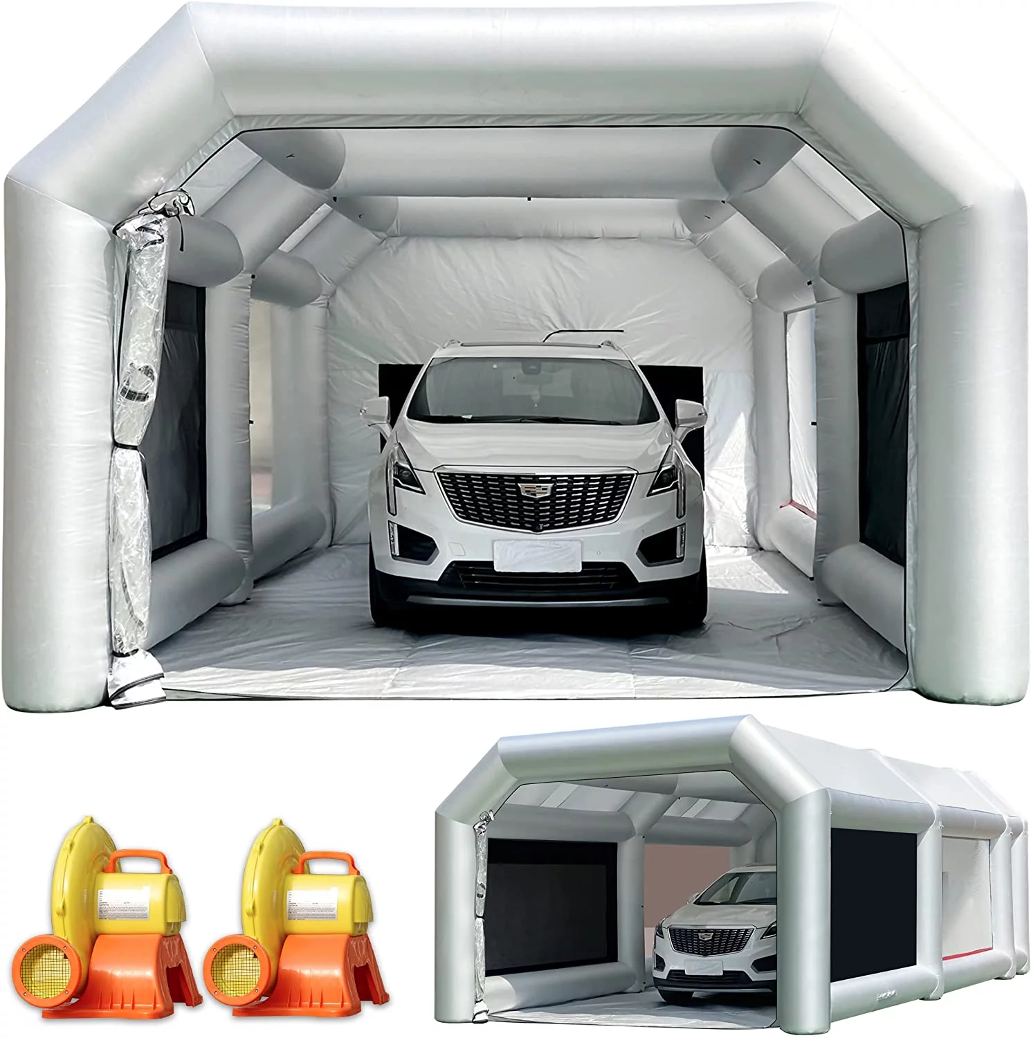 28X15X10Ft Inflatable Paint Booth Larger Inflatable Spray Booth with Air Filter System Portable Car Painting Tent Upgraded with 950W+750W Blowers