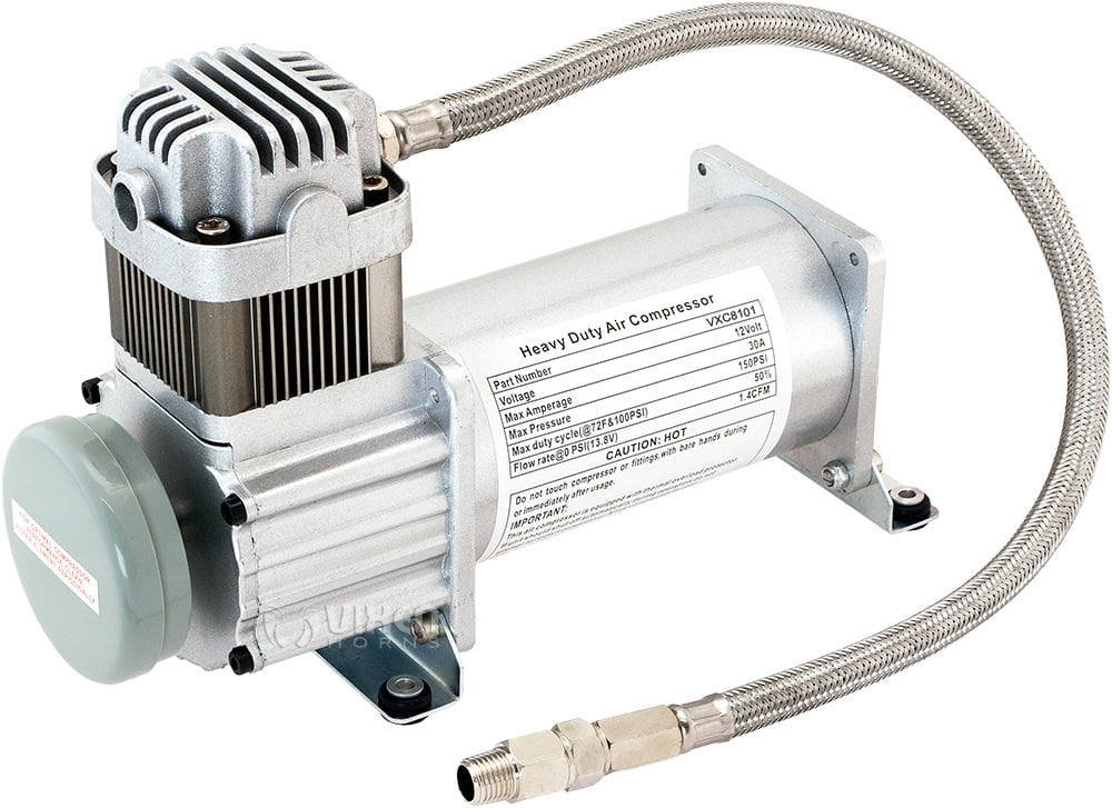 Vixen Horns Heavy Duty Onboard Air Compressor 150 PSI. Universal Replacement for Truck/Car Train Horn/Suspension/Ride/Bag kit/System. Fits All 12v Vehicles like Semi/Pickup Trucks VXC8101