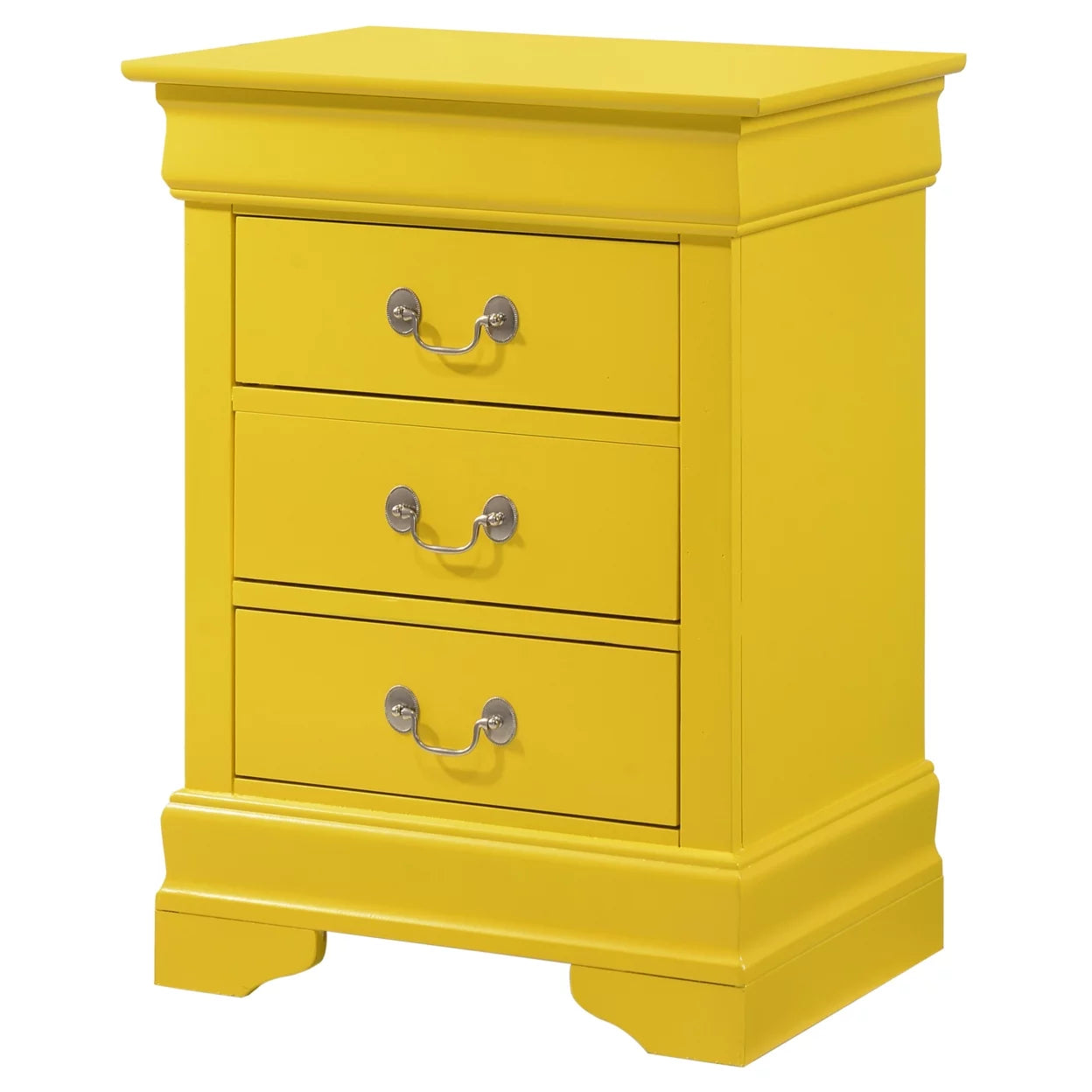 Passion Furniture Louis Philippe 3-Drawer Yellow Nightstand (29