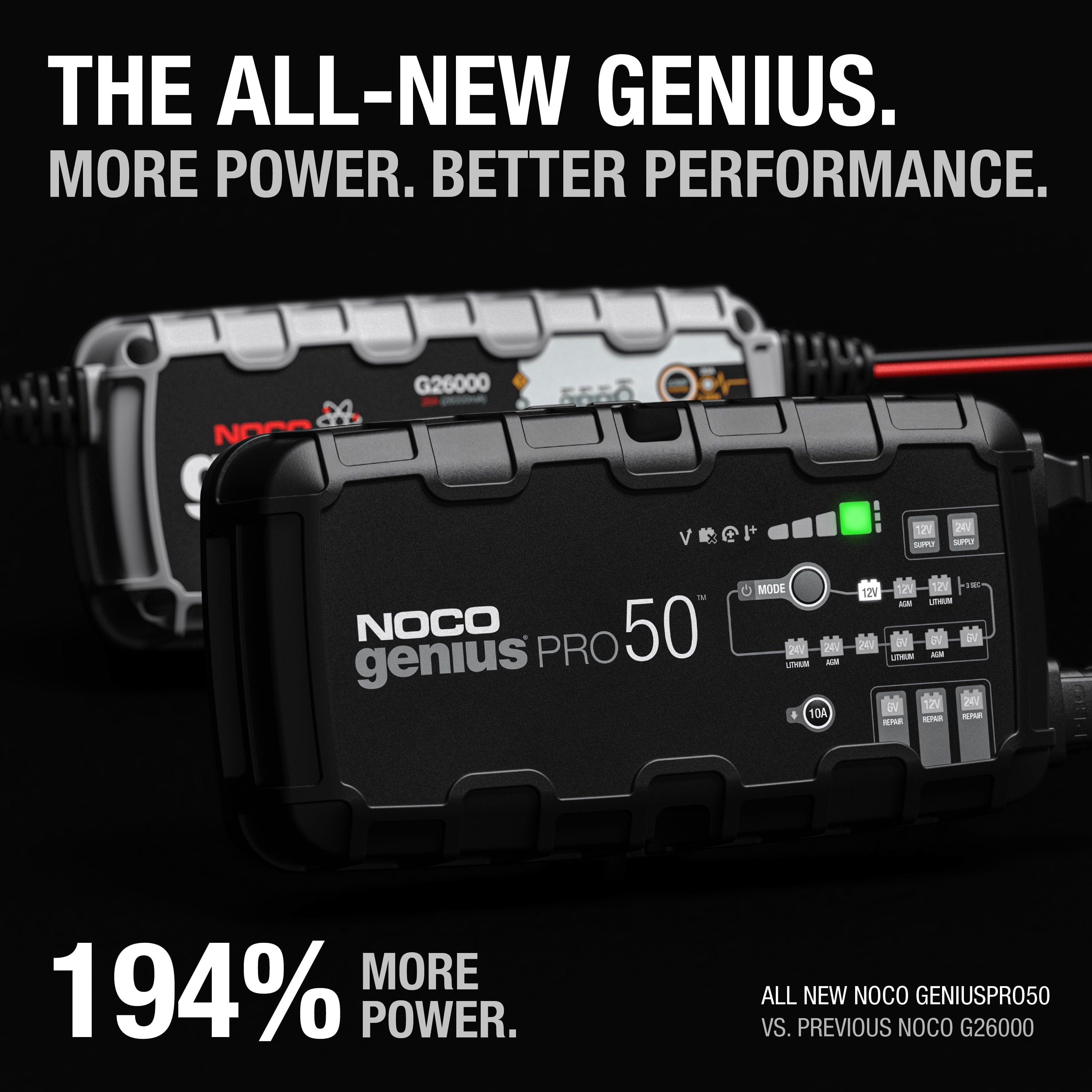 NOCO GENIUSPRO50 50A 6V/12V/24V Professional Smart Battery Charger and Maintainer