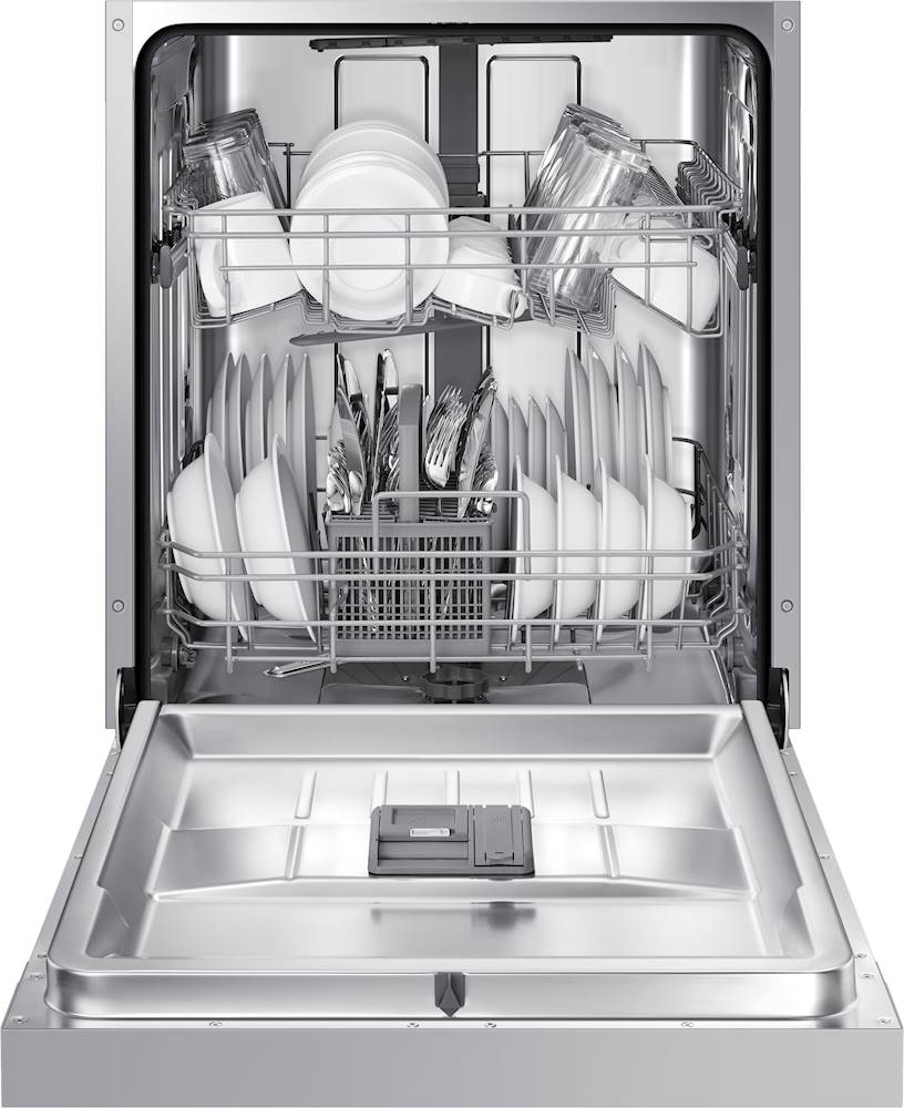 Samsung - Front Control Built-In Dishwasher with Stainless Steel Tub, Integrated Digital Touch Controls, 52dBA - Stainless steel
