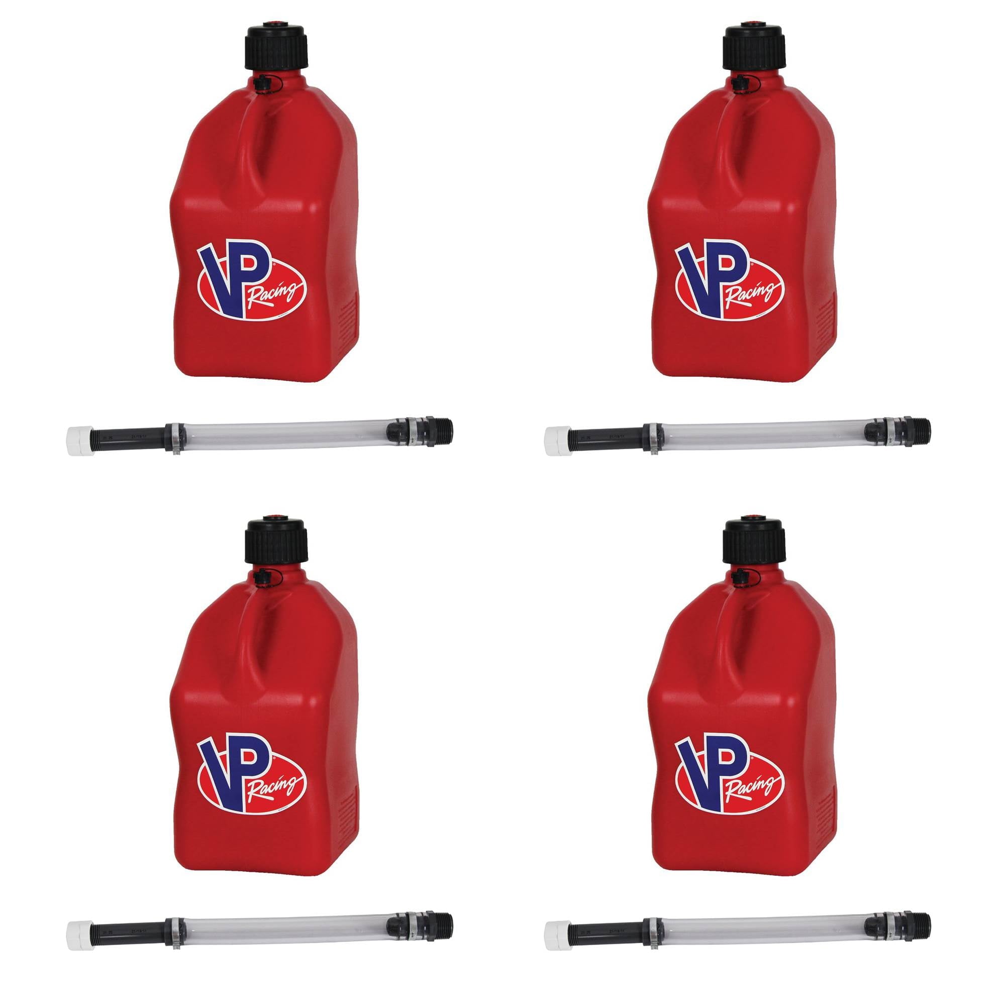 VP Racing Fuels 5.5 Gallon Utility Jugs with Deluxe Hoses, Red (4 Pack)