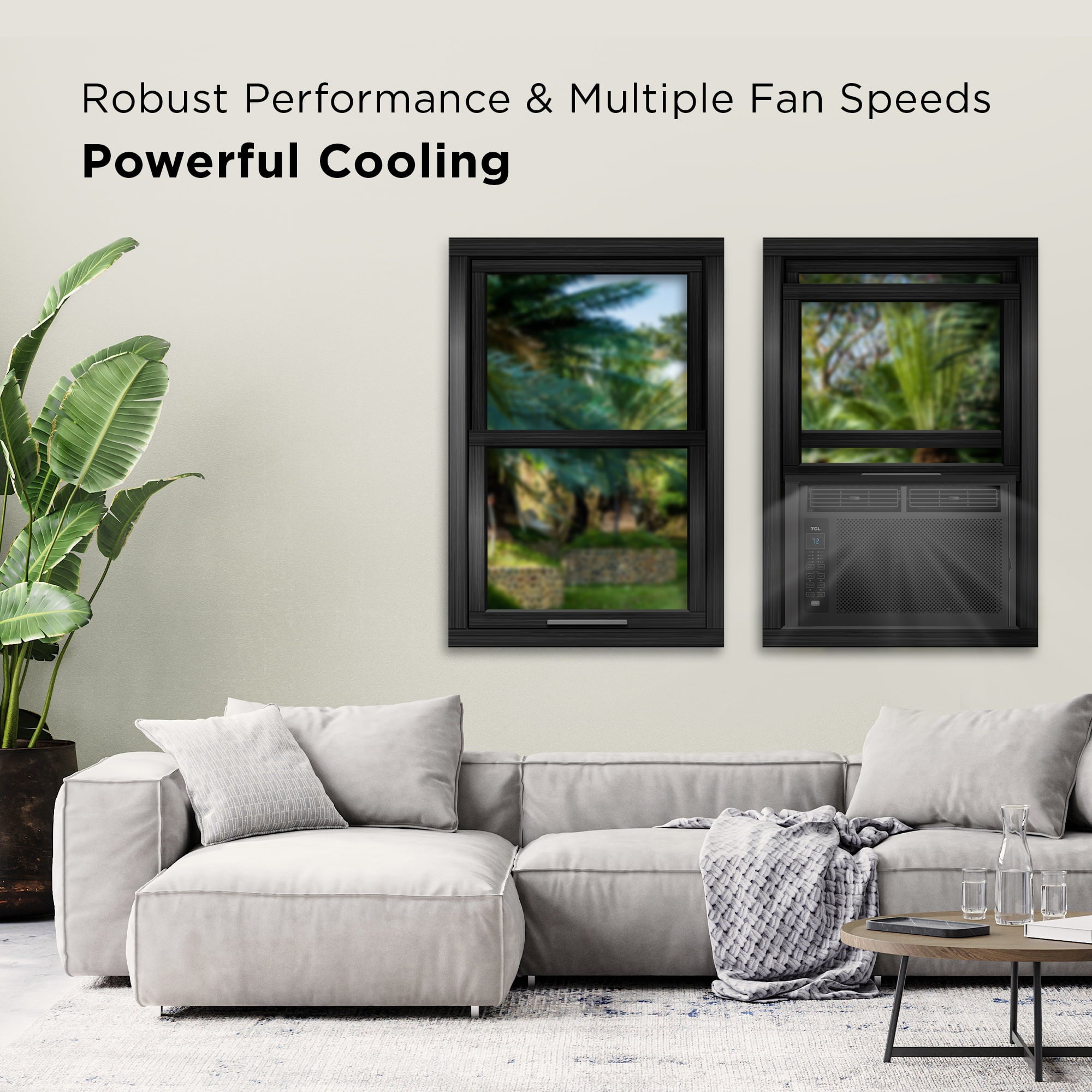 TCL 5，000 BTU Window Air Conditioner， 150 sq. ft.， LED Display， Included Remote， Black， W5W3M-B