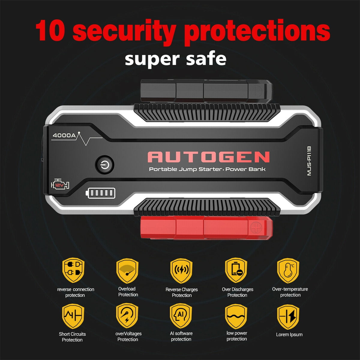 AUTOGEN® 4000A Car Battery Jump Starter Jumper Box