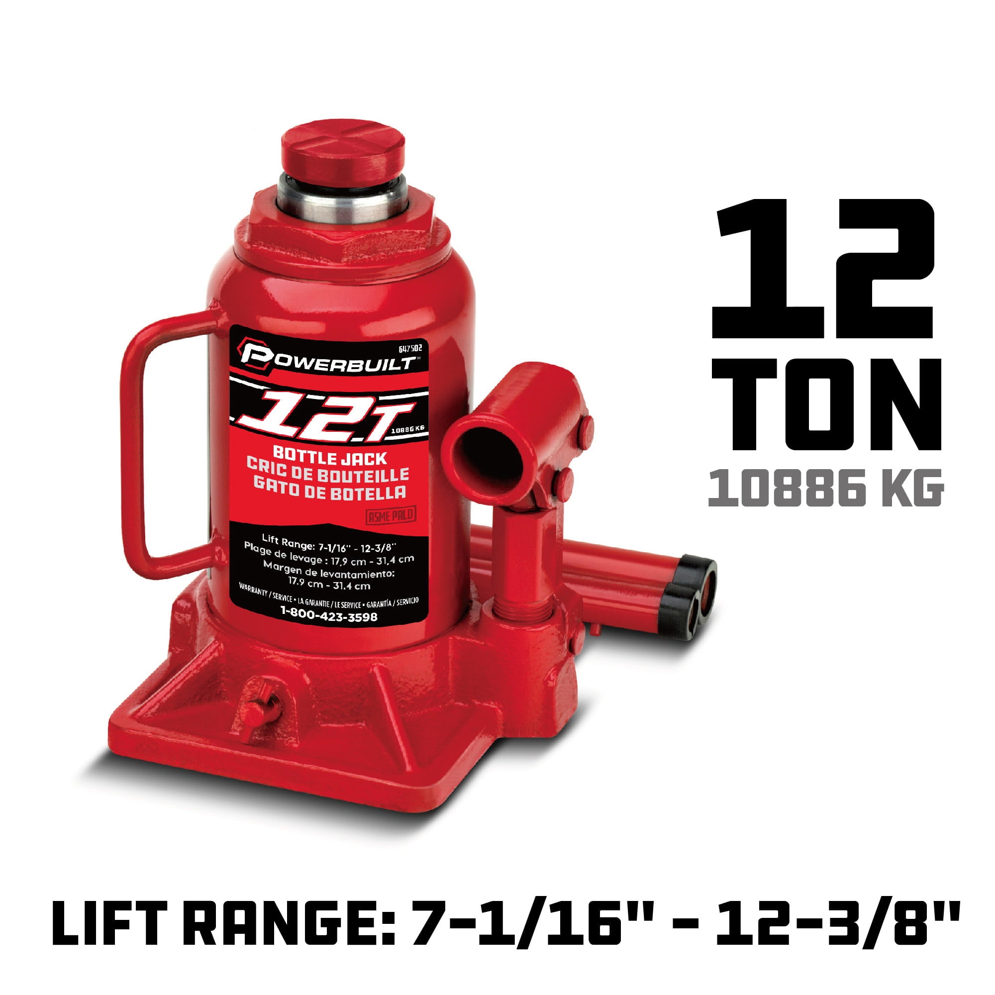 Powerbuilt 12 -Ton Shorty Bottle Jack - 647502