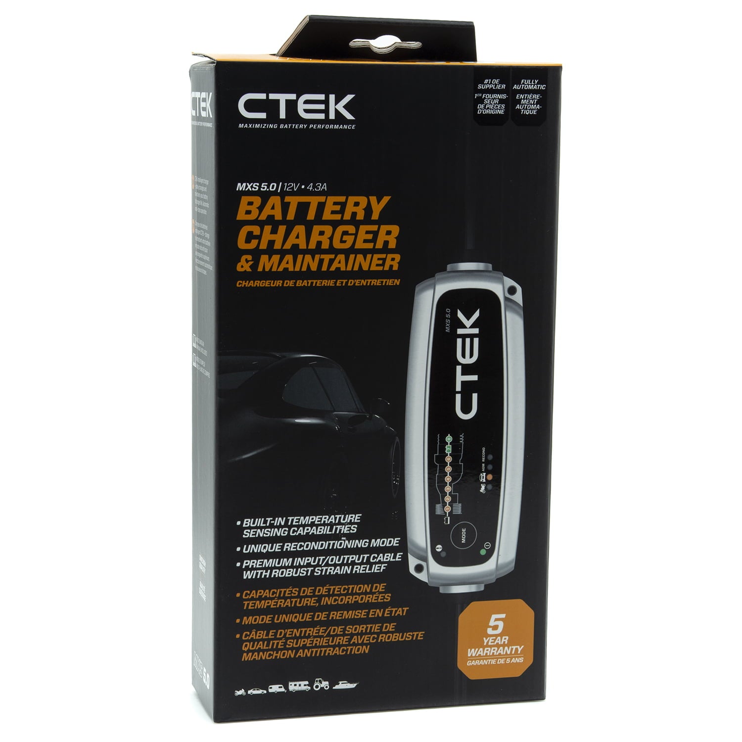 CTEK (40-206) MXS 5.0 12Volt Battery Charger Vehicle Storage Bundle