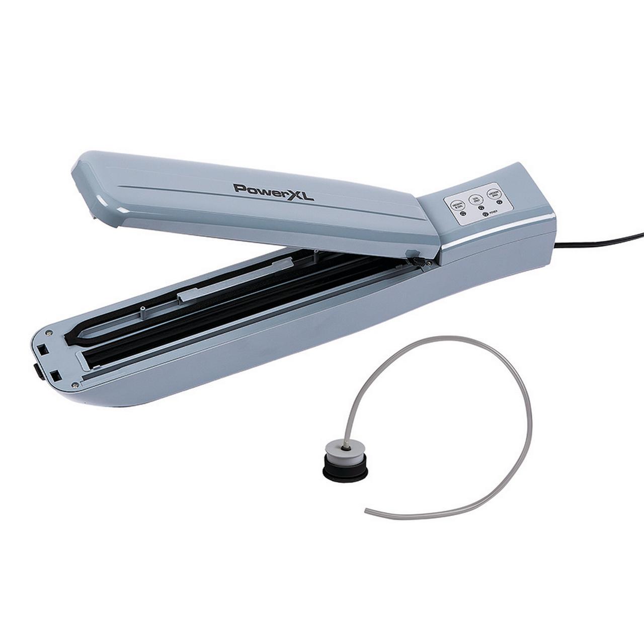 PowerXL Duo NutriSealer Plus 6-in-1 Vacuum Sealer Machine with Vacuum Seal Bags and 2-pc. Roll Set， Food Preservation System， Gray