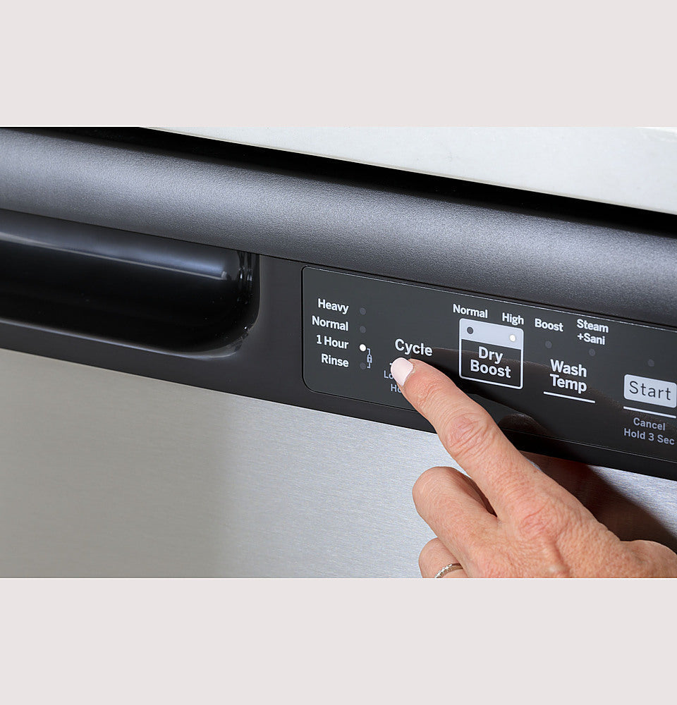 GE - Front Control Built-In Dishwasher with 55 dBA - Stainless steel