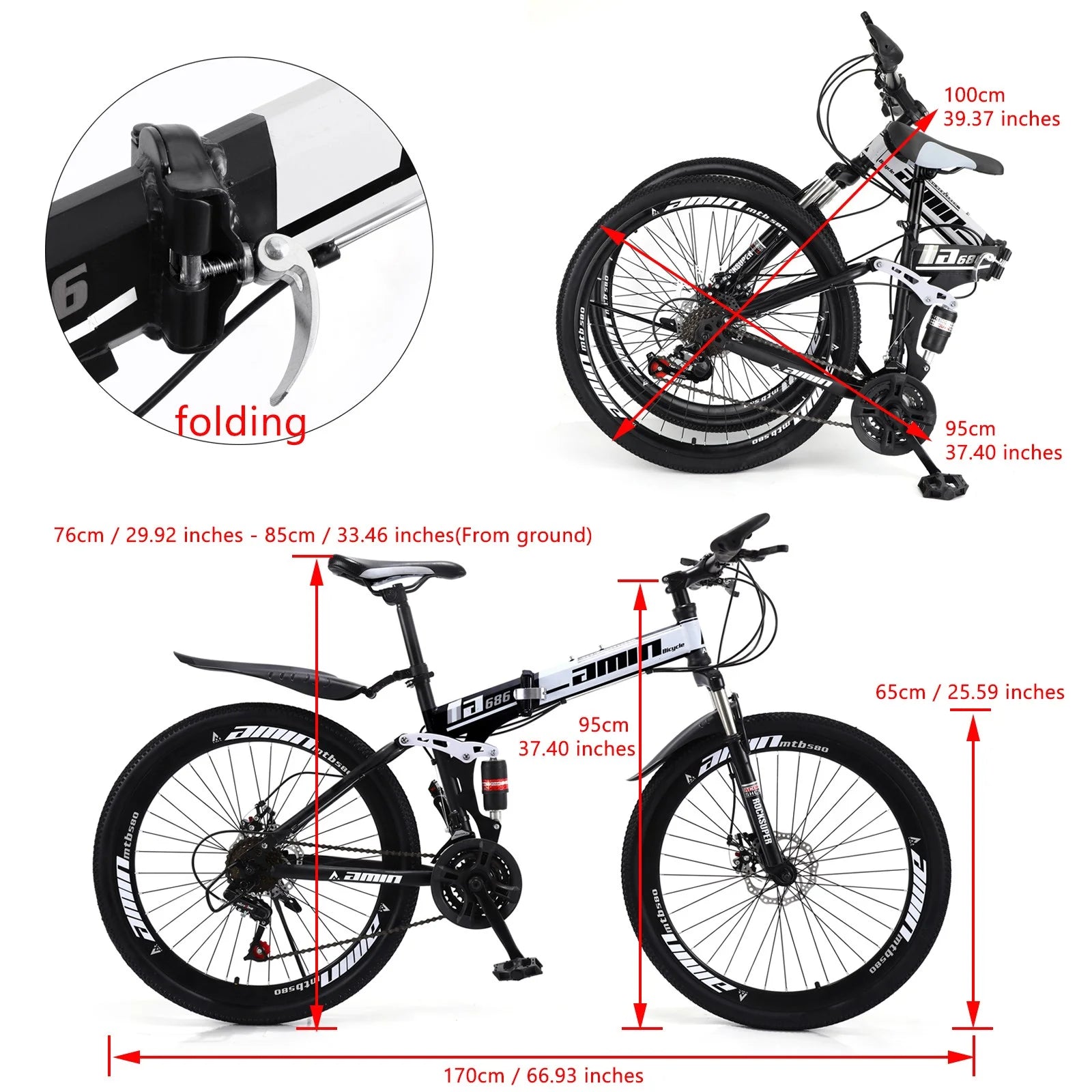 Unisex Adult Mountain Bike Full Suspension 26