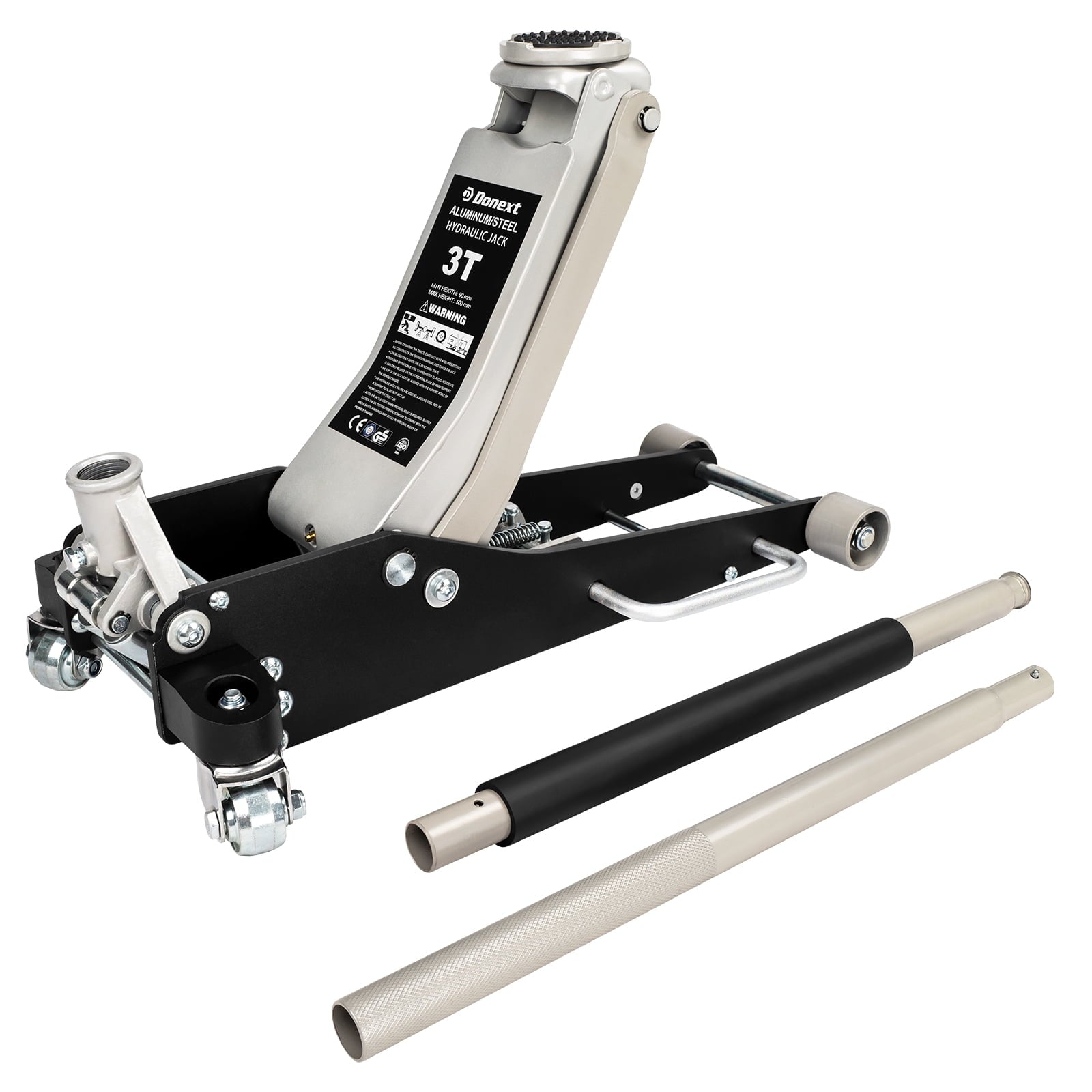 Donext 3 Ton Low Profile Racing Floor Jack - Aluminum and Steel Construction, Dual Pistons Quick Lift Pump, Lifting Range 3.54