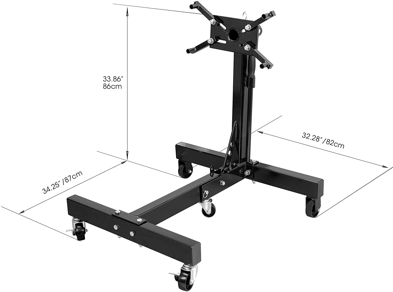 Torin DT26801B Steel Rotating Engine Stand with 360 Degree Rotating Head and Folding Frame: 3/4 Ton (1,500 lb) Capacity, Black