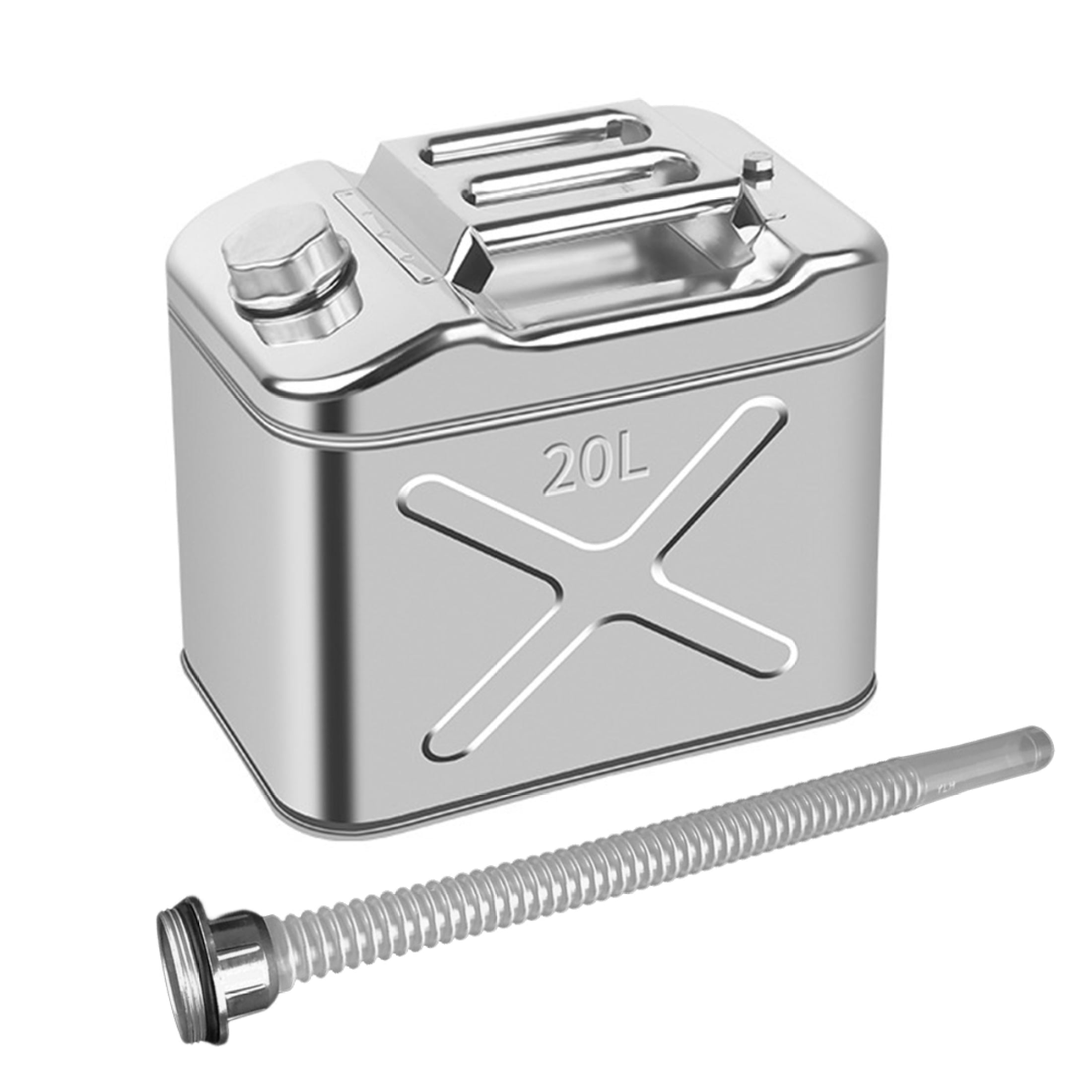 EUBUY 304 Stainless Steel Jerry Can Car Canister Holder Storage Tank with 3 Handles for Water Petrol Oil Water Alcohol 20L