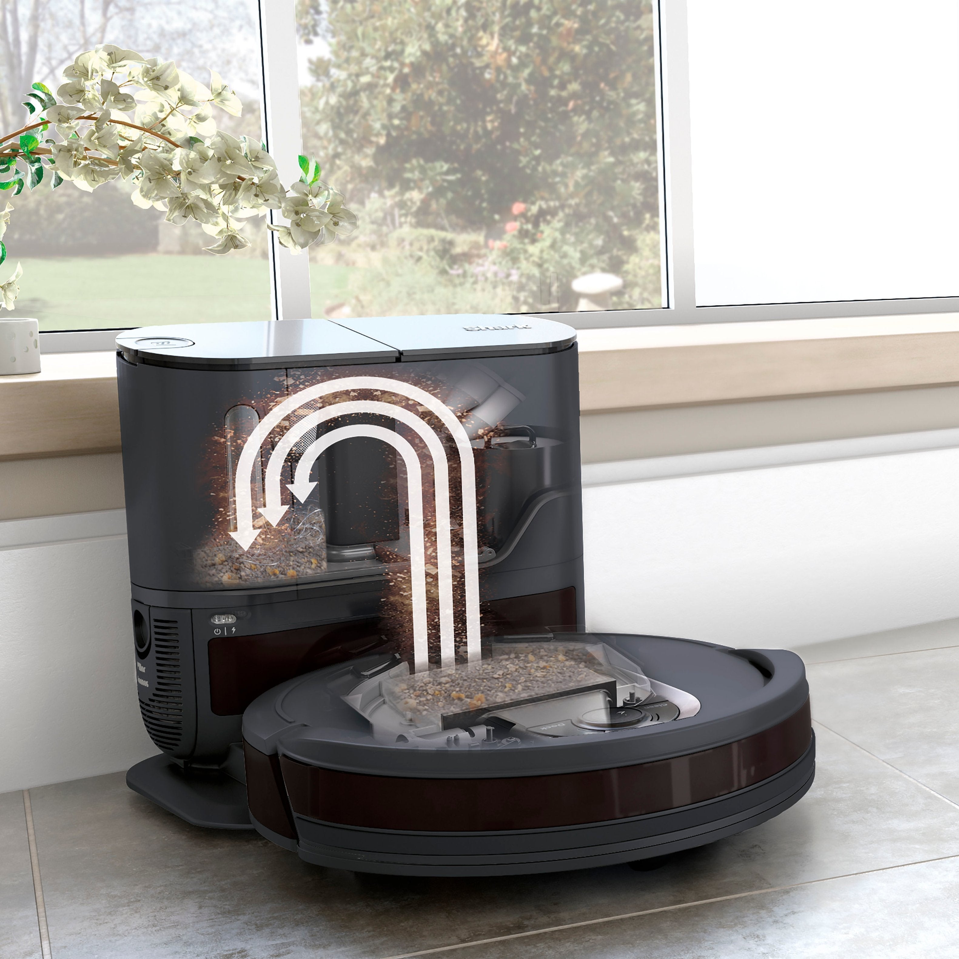 Shark - EZ Robot Vacuum RV912S with Self-Empty Base, Bagless, Wi-Fi - Dark Grey