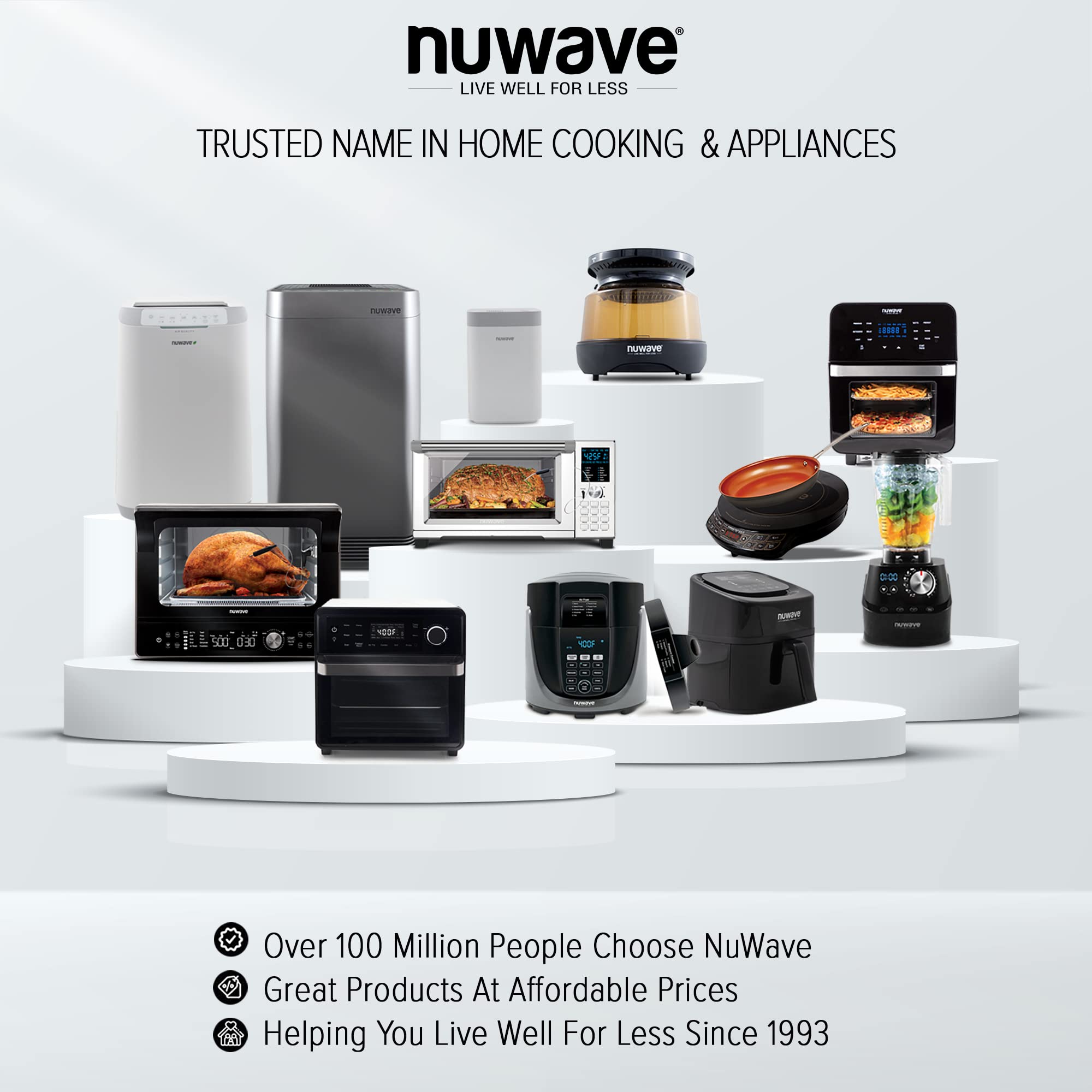 Nuwave Bravo 12-in-1 Digital Toaster Oven, Countertop Convection Oven & Air Fryer Combo, 1800 Watts, 21-Qt Capacity, 50u00b0-450u00b0F Temp Controls, Dual Zone Surround Cooking, Linear T Technology, SS Look