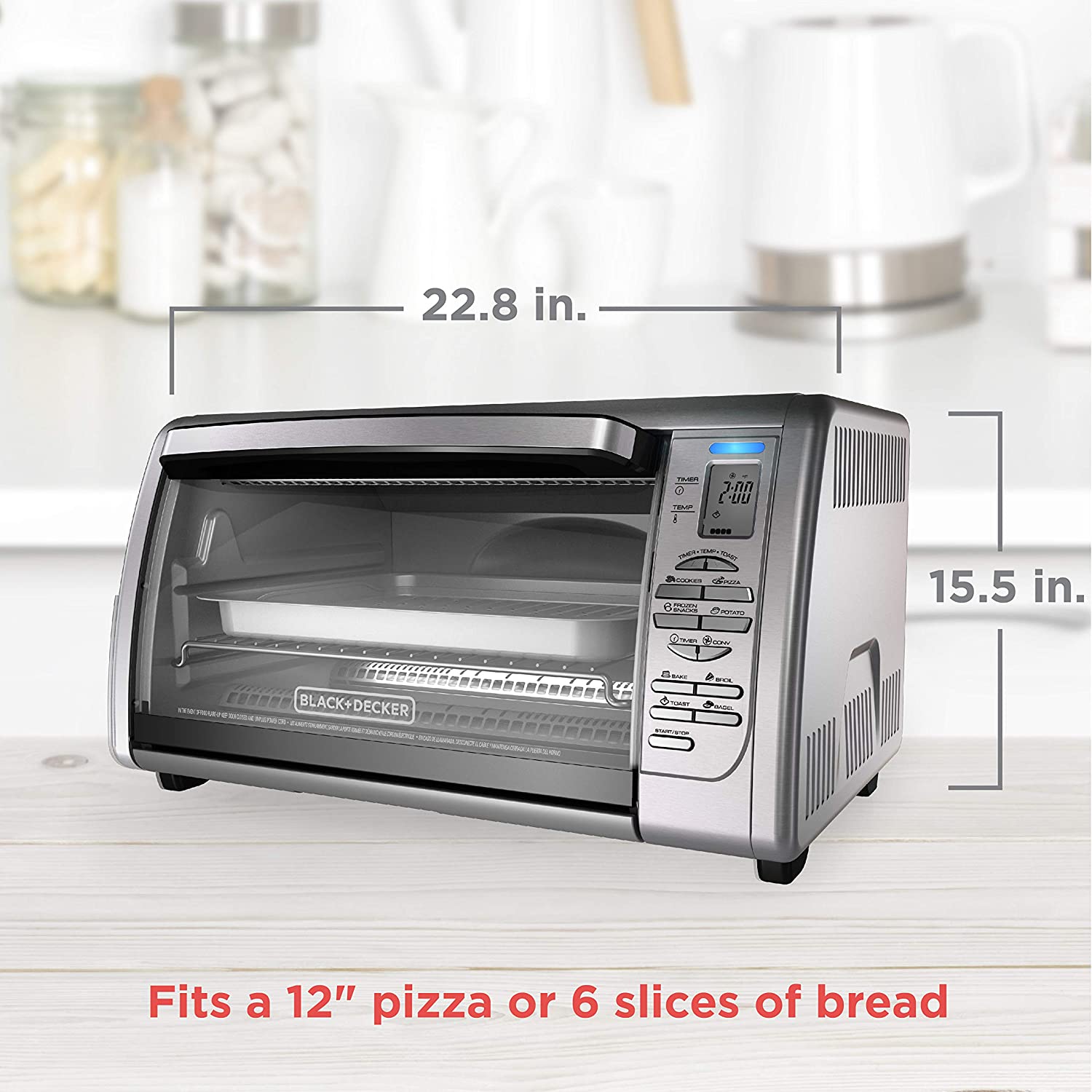 BLACK+DECKER 02648008504 Countertop Convection Toaster Oven， Silver， CTO6335S