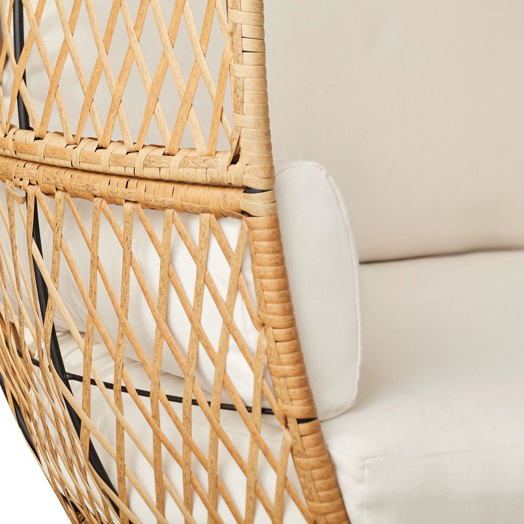 Better Homes and Gardens Ventura Boho Stationary Wicker Egg Chair， Off-White