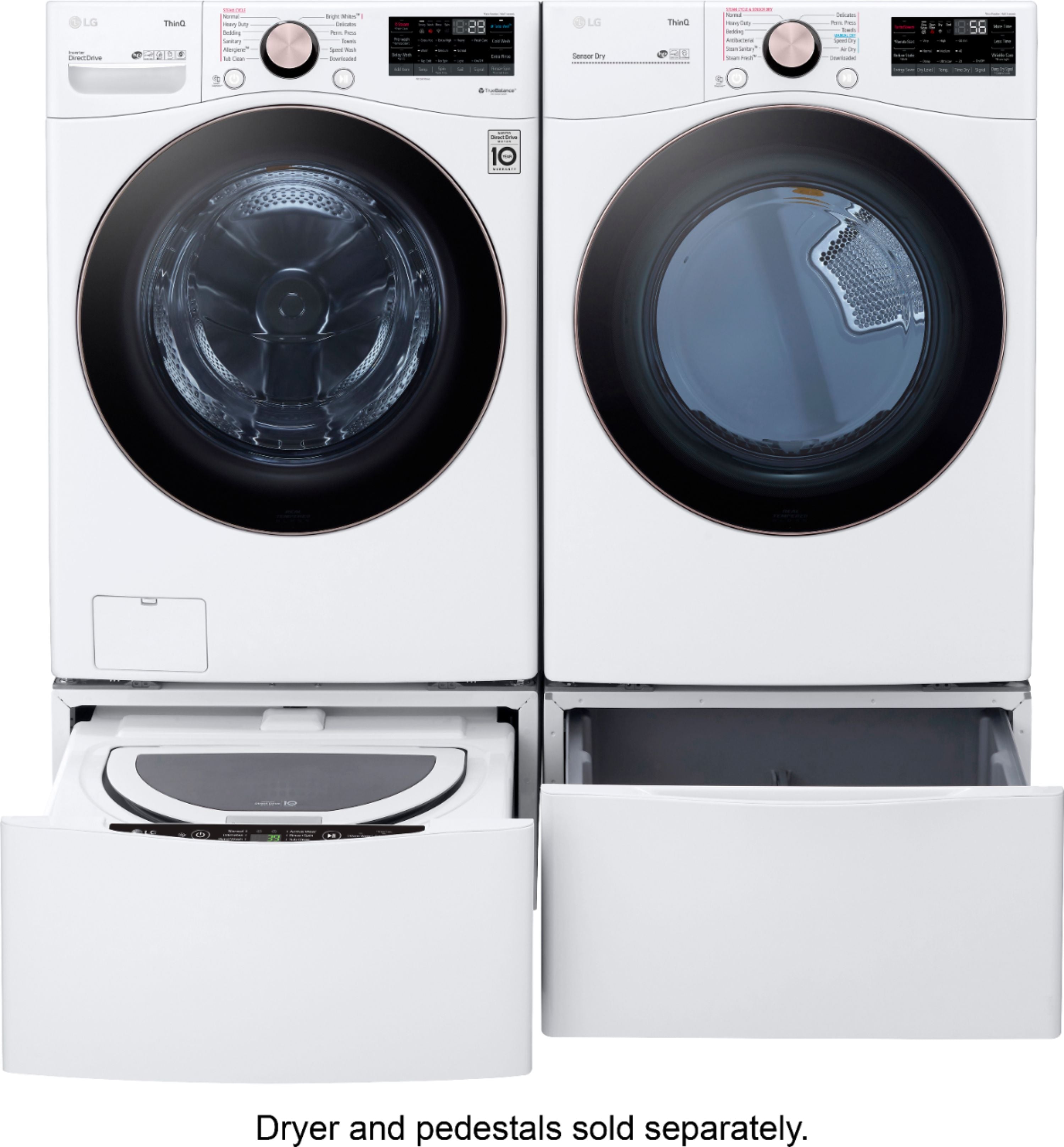 LG - 4.5 Cu. Ft. High-Efficiency Stackable Smart Front Load Washer with Steam and Built-In Intelligence - White