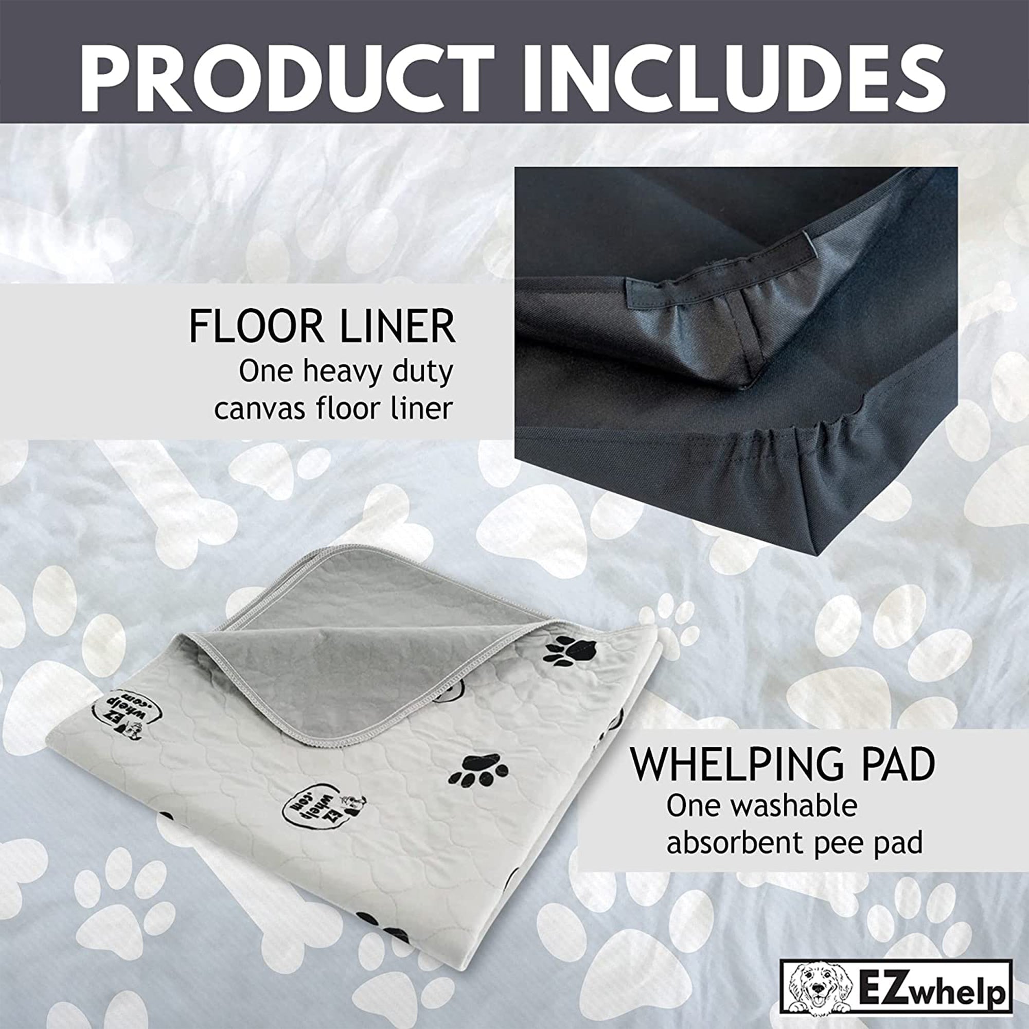 EZclassic 48 x48 Puppy Dog Whelping Box Playpen w/Rails & Liner, Gray(Open Box)