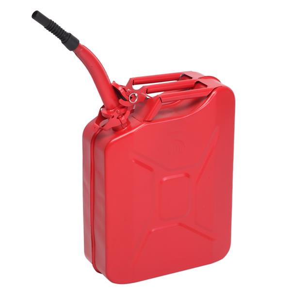 Clearance 5 Gallon 20 Liter Authentic Jerry Can with Quick Flow Rate, Leakproof Bayonet Closure and Spout, and Rust-Resistant Lining, Red
