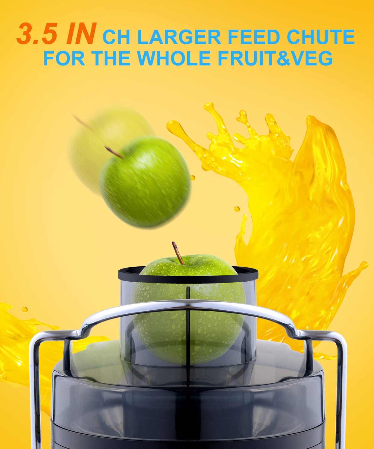 Juicer Machine, 600W Juicer with 3.5” Wide Chute for Whole Fruits and Veg, Juice Extractor with 3 Speeds, BPA Free, Easy to Clean, Compact Centrifugal Juicer Anti-drip (grey)