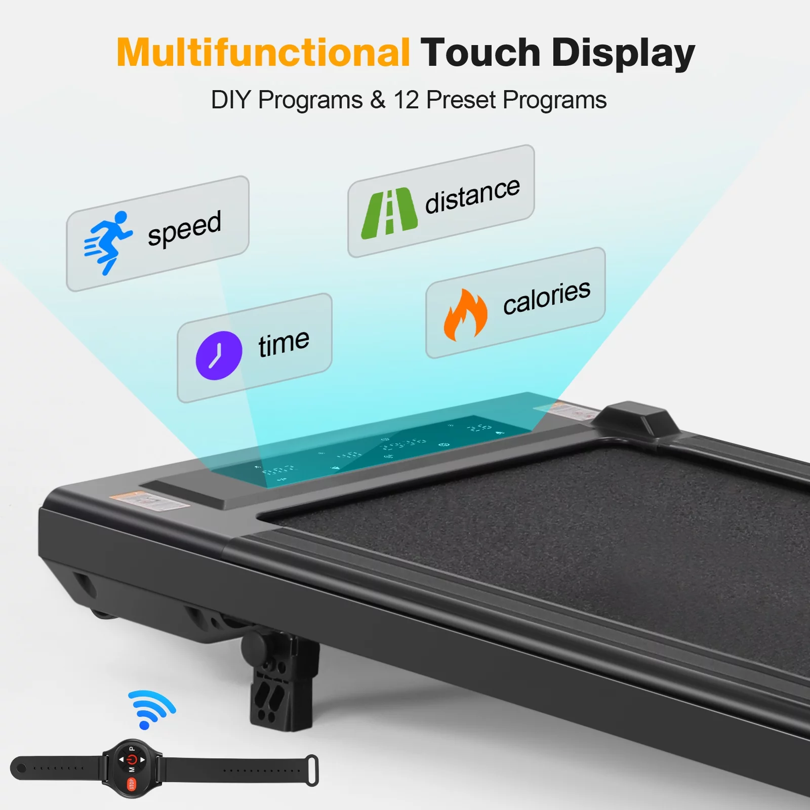 Tikmboex 2.5HP Walking Pad Under Desk Treadmill with LED Touch Screen Remote Control, 2 in 1 Treadmills for Home Office, Black