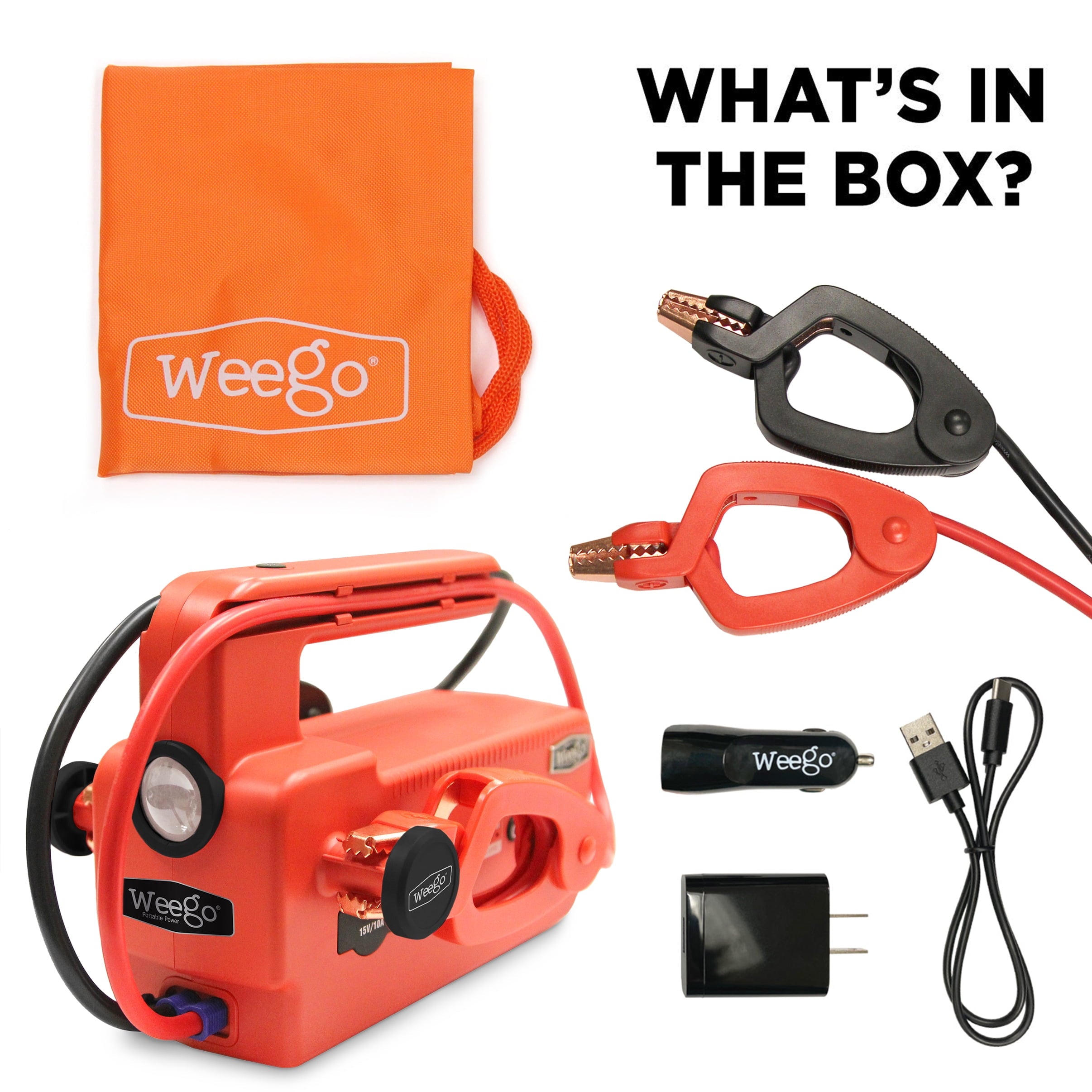 Weego 120 Portable 12V Lithium Jump Starter, 5000 Peak Amp, 1200A Cranking, USB Fast Charging