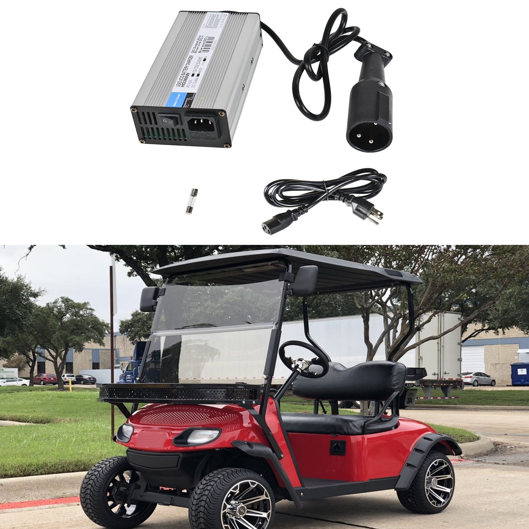 Genrics 48 Volt For Club Car Golf Cart Battery Charger 48V 6 Amps Snap Head 3 Pin Plug