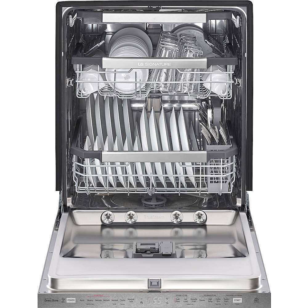 LG - SIGNATURE Top Control Built-In Dishwasher with Stainless Steel Tub, TrueSteam, 3rd Rack, 38dBA - Textured steel
