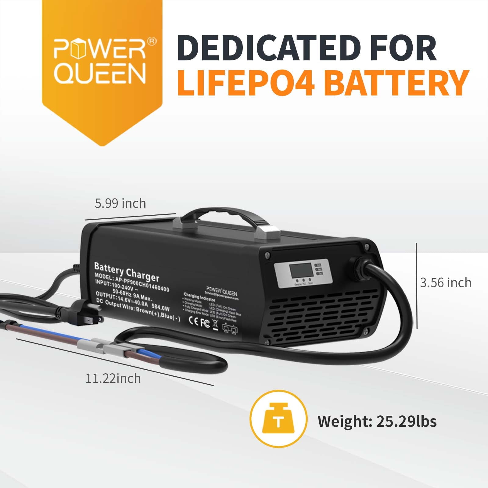 Power Queen 14.6V 40A Lithium Battery Charger Fast Charging Automotive Maintainer