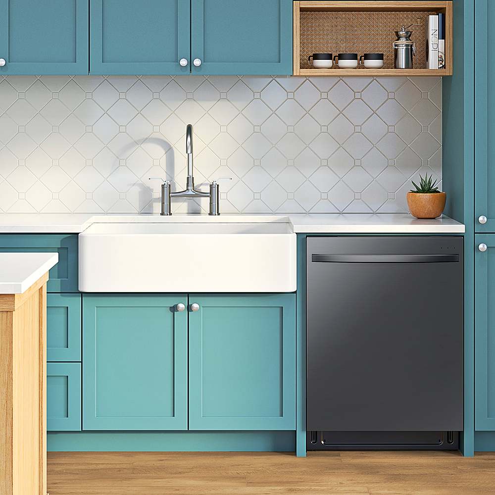 Samsung - Smart 42dBA Dishwasher with StormWash+ and Smart Dry - Black stainless steel