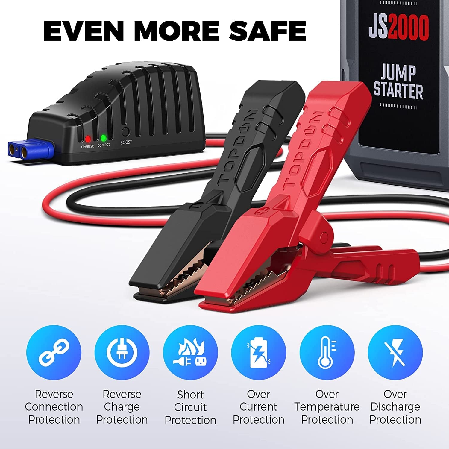 Car Jump Starter Topdon JS2000 12V 2000Amp Battery Booster Pack Charger 16000mAh