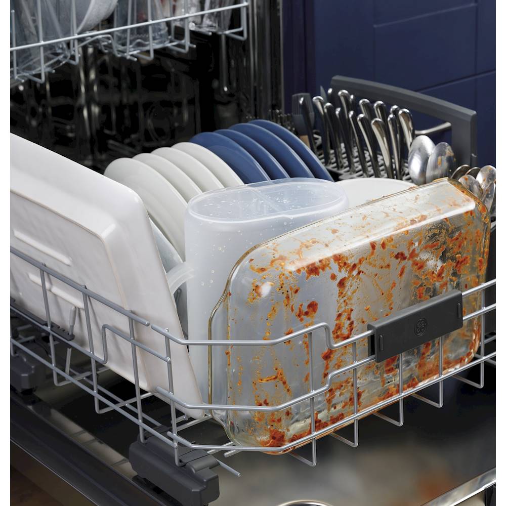 GE - Top Control Built-In Dishwasher with Stainless Steel Tub, 3rd Rack, 46dba - Stainless steel