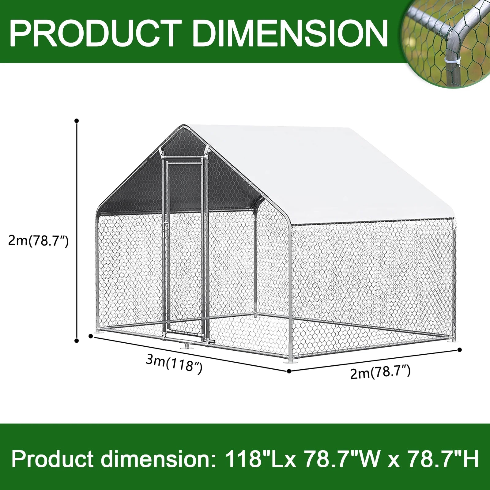 Caulitar 10ft x 10ft Large Metal Chicken House/Pen for 6/10 Chickens Poultry Cage with Waterproof Cover for Rabbits Duck Walk-in Chicken Run for Yard Outdoor
