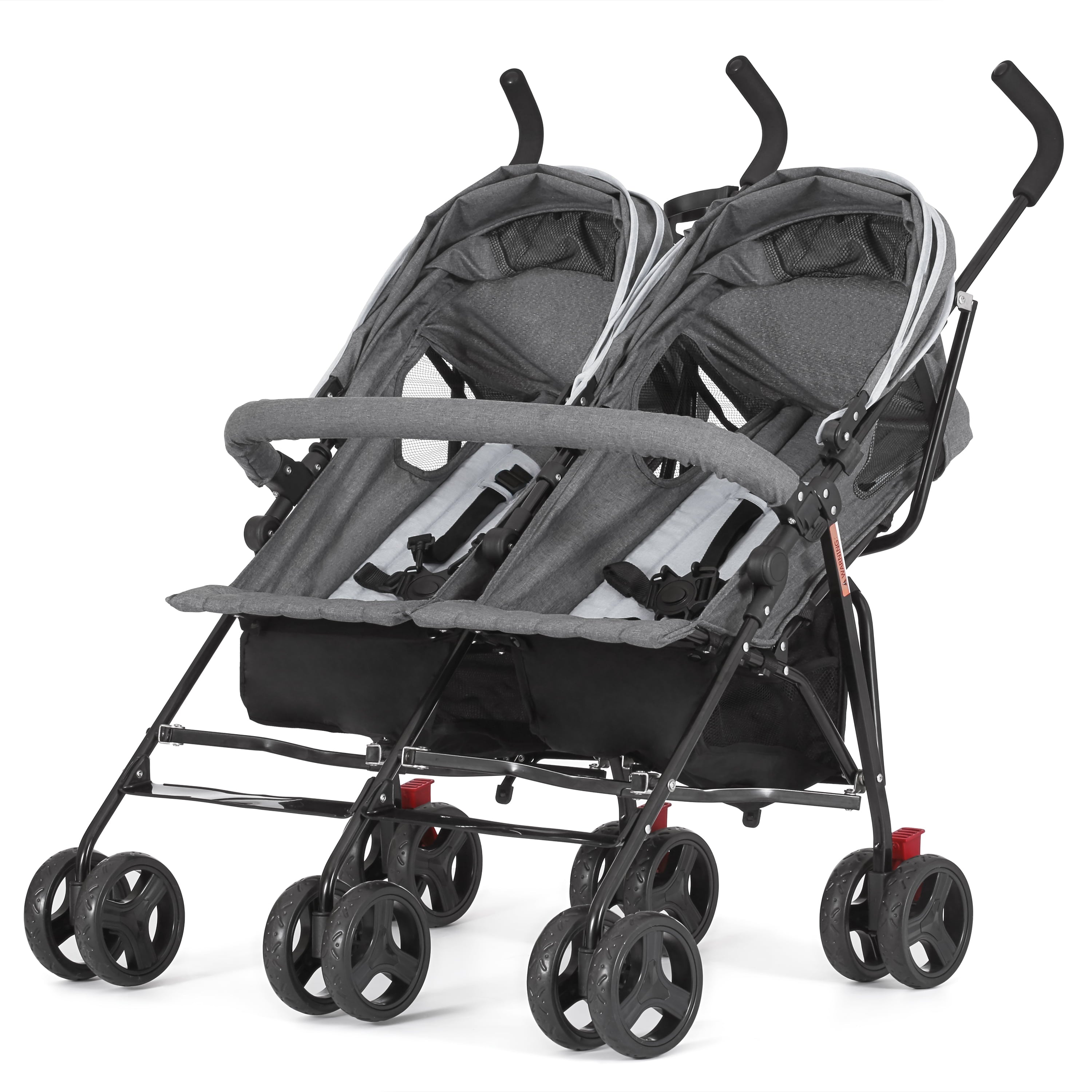 Dream On Me Volgo Twin Umbrella Stroller, Dark and Light Grey