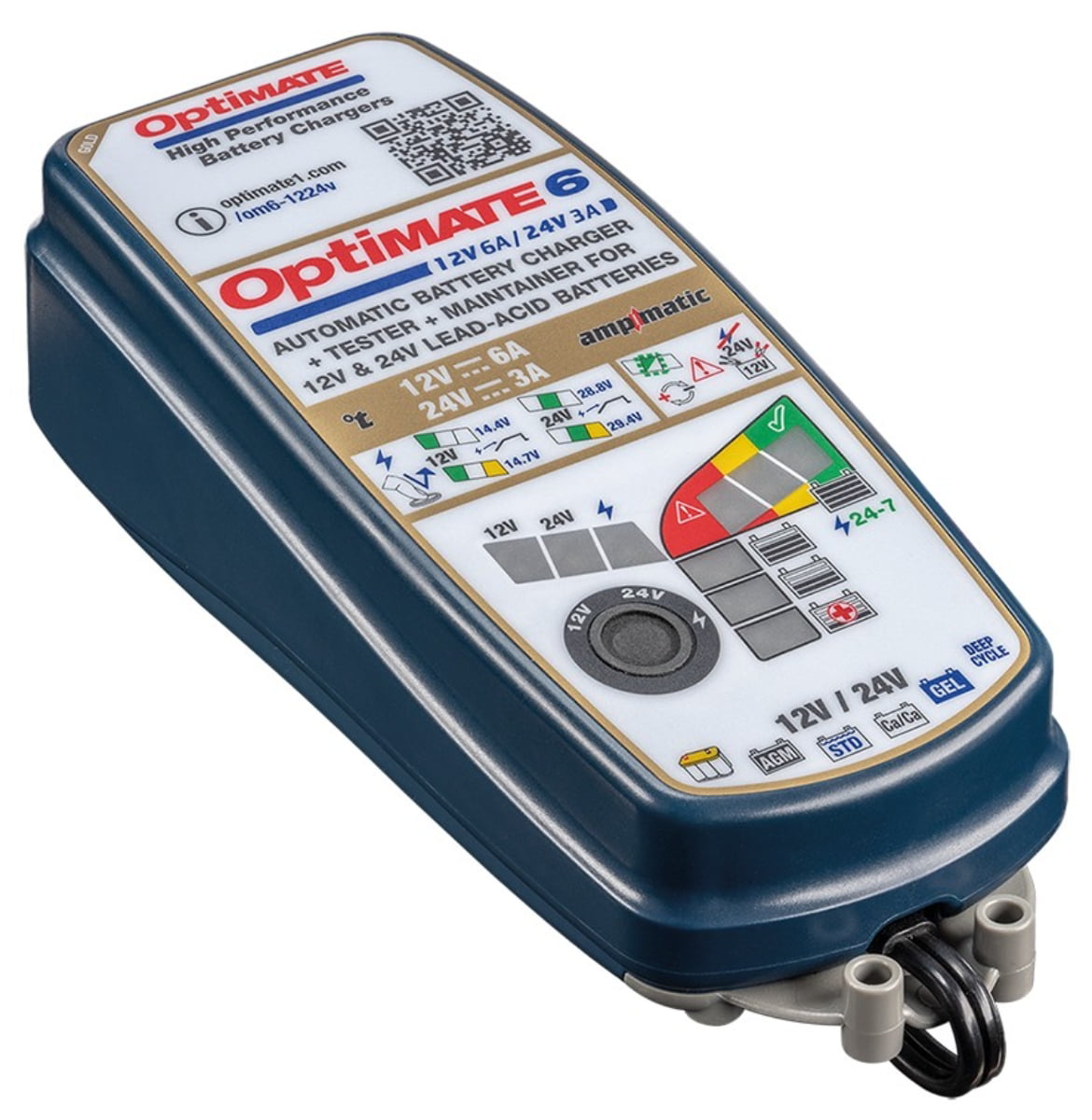 Tecmate OptiMate 6 12V 6A/24V 3A Battery Charger & Maintainer (TM-371)